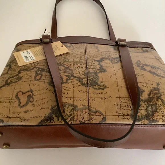 Patricia Nash Europe Map Poppy Leather Tote - Picture 8 of 13